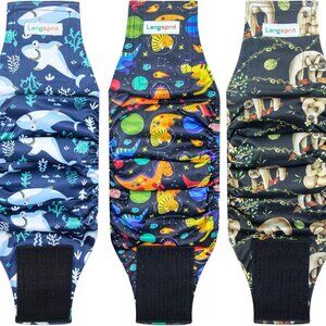 Langsprit Male Belly Bands for Dogs Size Large, Whale, Sloth Dinosaur NEW
